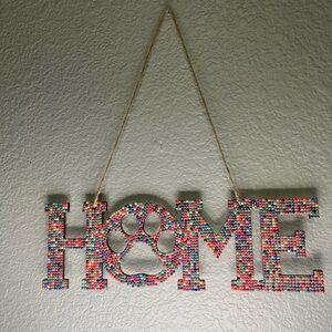 Multicolor Beaded 'Home' Wall Art